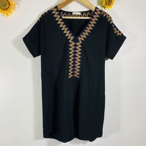 Sugarlips Embroidered Black Colorful Zig Zag Sheath Dress Size XL Women’s